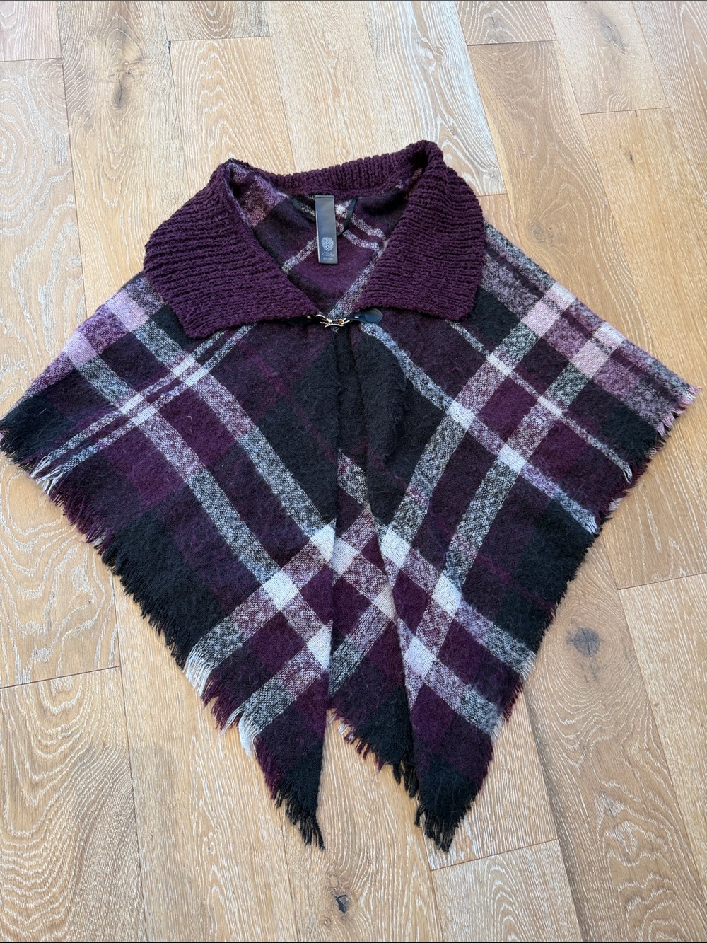 Vince Camuto Purple Plaid Poncho Cape